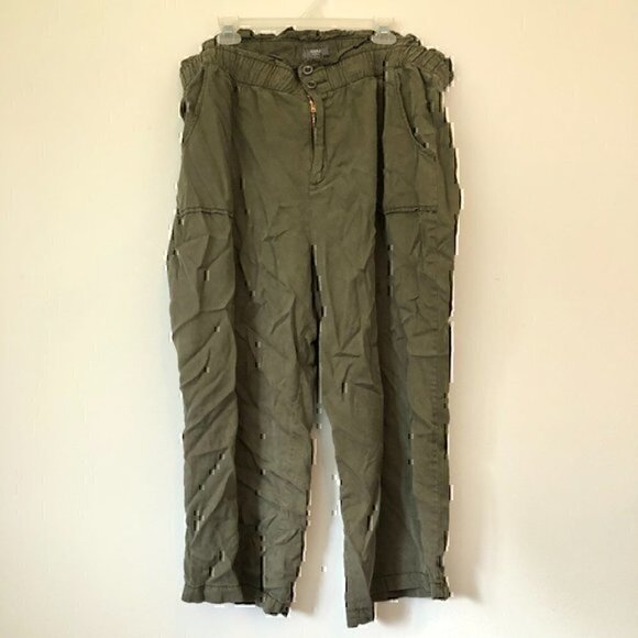 TORRID Plus Size Olive Green High Waisted Rise Paper Bag Cropped Ankle Pants 22 - Picture 2 of 11